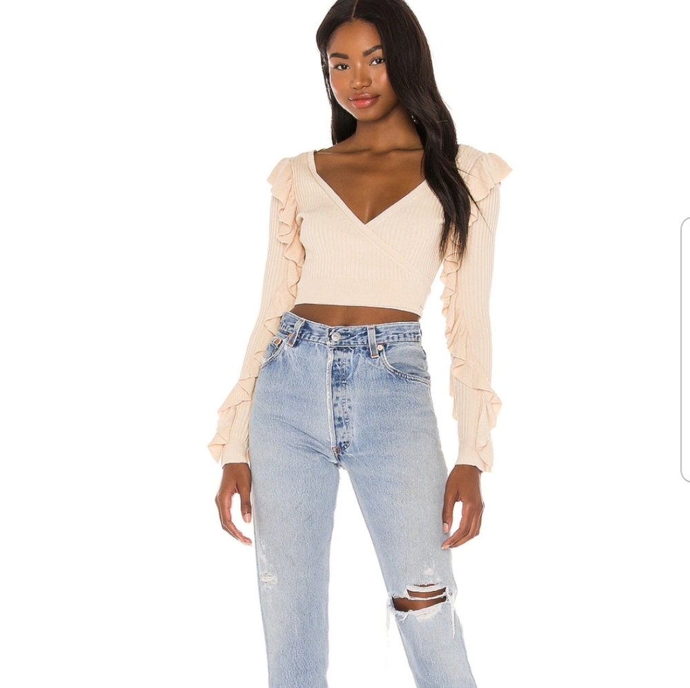 Tularosa ruffle wrap around sweater